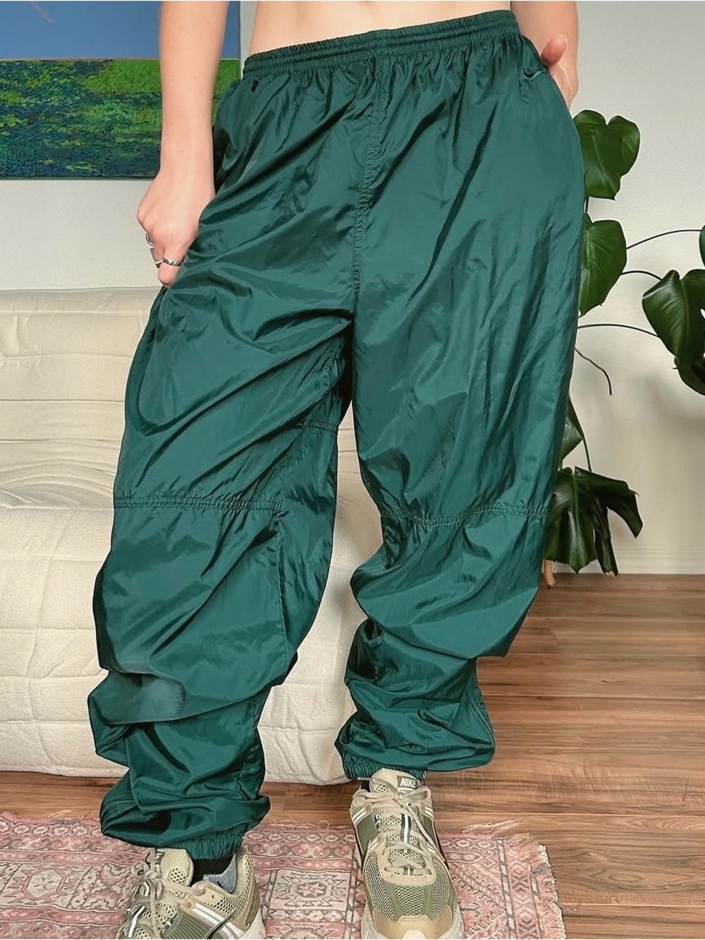 Vintage 1990’s Nike Dark Green Nylon Pants Size S